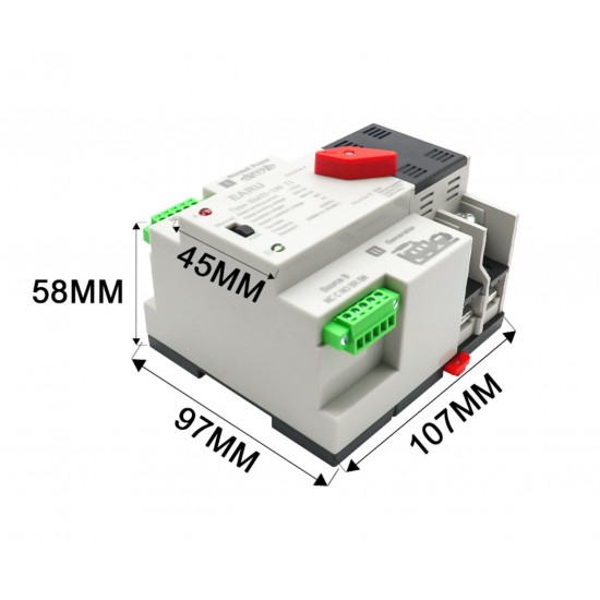 Comutator automat  - ATS (manager de rețea) 230 V / 100A pentru sisteme fotovoltaice, 2 poli