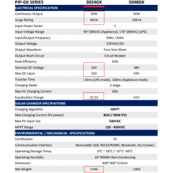 Invertor hibrid MPPSolar 5048GK, 5 kW / 48V,  MPPT 80A, PV input 450V